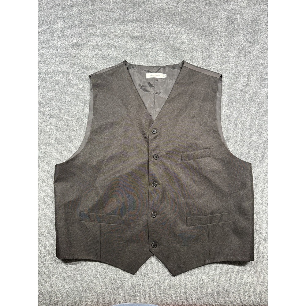 Pierre Cardin Suit Vest Mens 2XL Dark Brown Textured Classic V-Neck Five Button